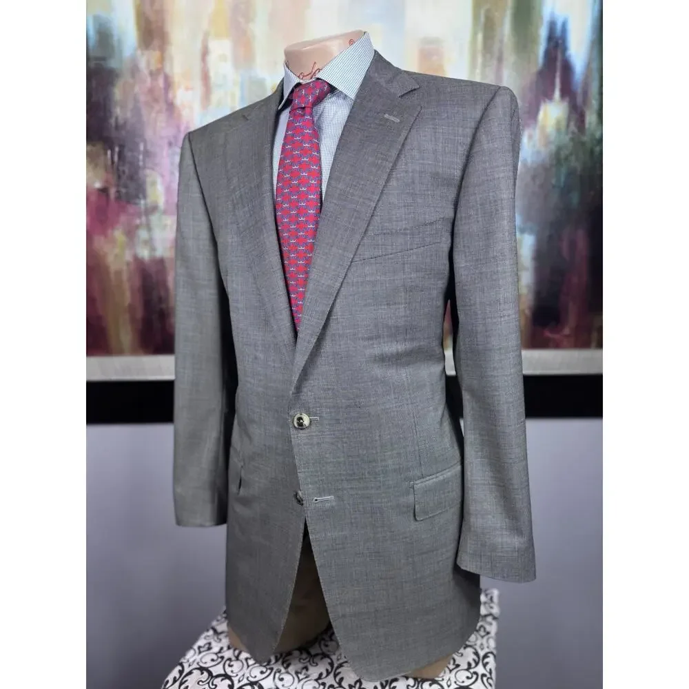 $4995 Zegna 15milmil15 Su Misura Gray Nailshead Blazer IT 56L Fits US 44L Roma